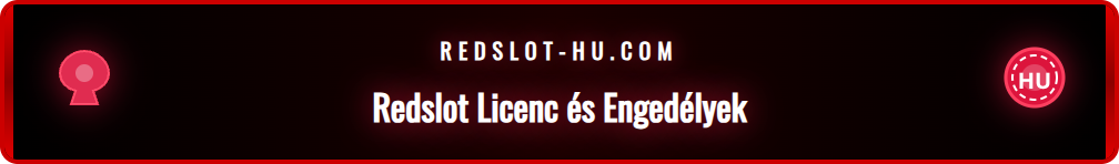 A Redslot kaszinó hivatalos működési engedélyét és licencét ábrázoló dokumentum közeli képe.