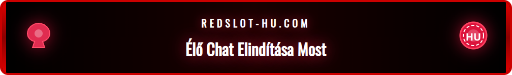A Redslot weboldal felülete, ahol az élő chat ikon látható.
