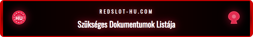 Egy asztalon elrendezett dokumentumok: útlevél, lakcímkártya, közüzemi számla a Redslot fiók hitelesítéséhez.